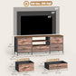 TV Stand for TVs up to 65 Inch, Industrial TV Console with Charging Station, 5 Drawers and Open Shelves, Rustic Brown