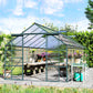 Aluminum Greenhouse Polycarbonate Walk-in Garden Greenhouse Kit with Rain Gutter and Sliding Door, 20' x 8', Green