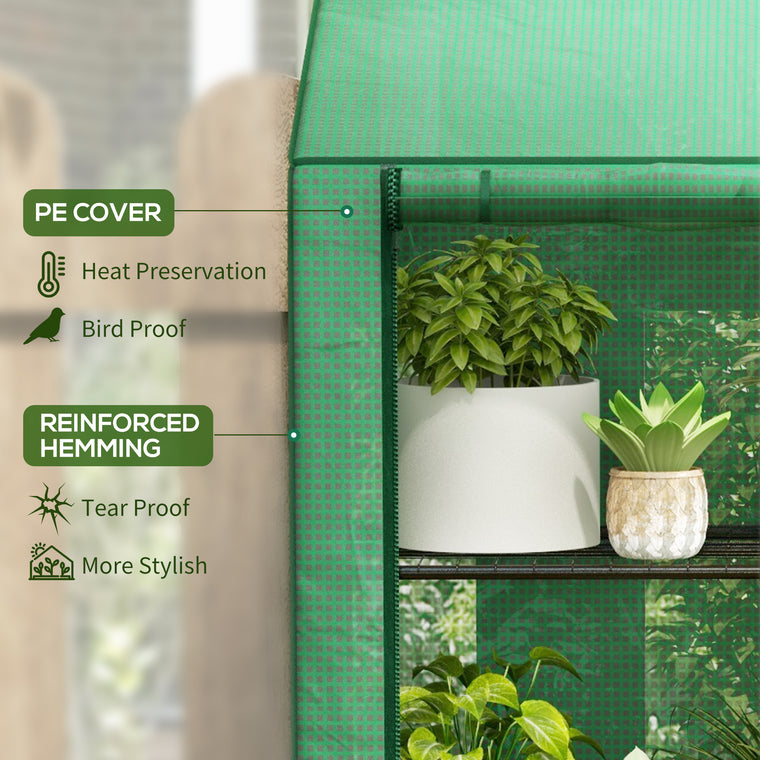 56.3" x 18.1" x 59.4" Mini Greenhouse with 3-Tier Shelves