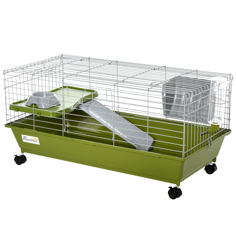 Green Rolling Bunny & Guinea Pig Cage with Platform & Ramp