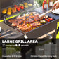 Charcoal Grill with 2 Side Tables, Barbecue Grill with Thermometer and Warming Rack, Wheels, 43.3"x18.3"x39.8", Black