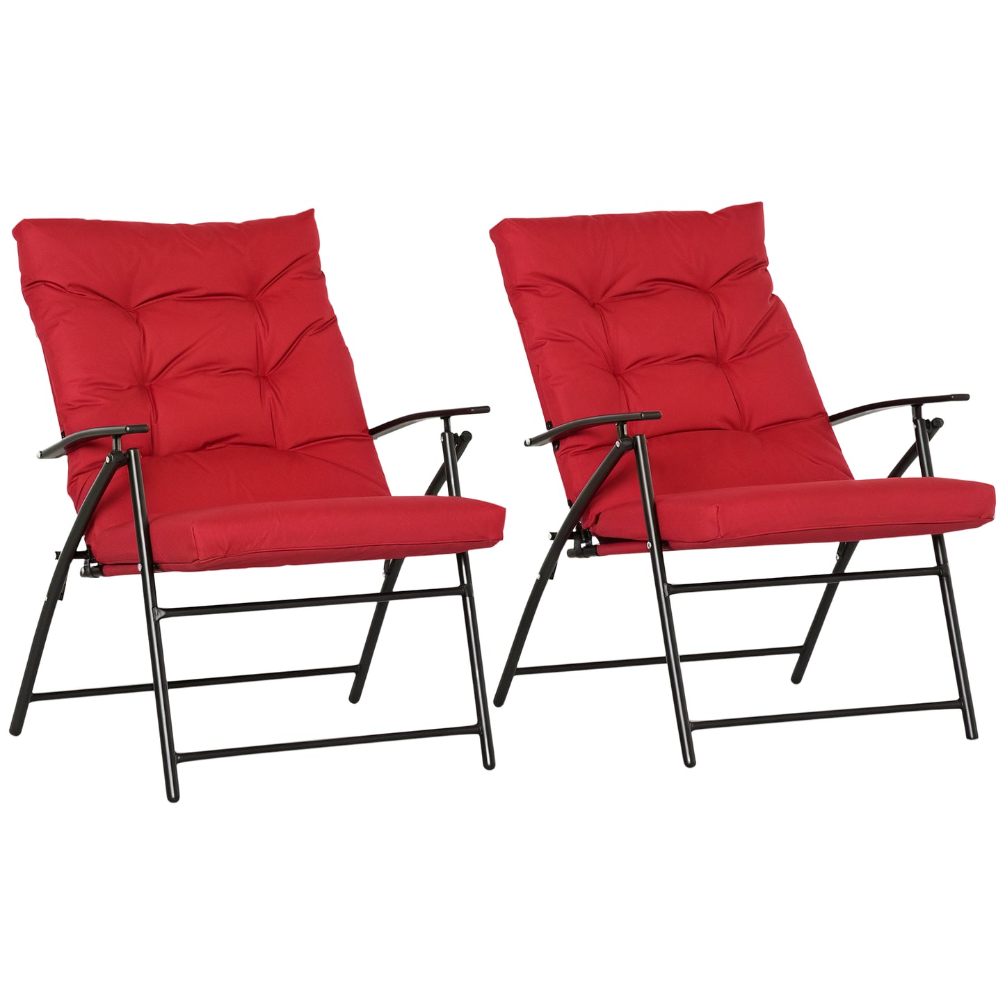 Set of 2 Outdoor Folding Chairs with Adjustable Backrest, Padded Camping Chairs for Outdoor Events, Grey