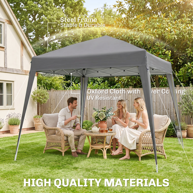 8' x 8' Grey Pop-Up Party Tent with Carrying Bag