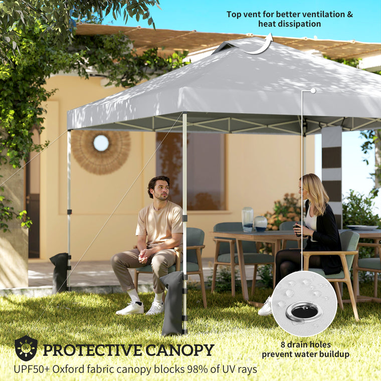 9.6' x 9.6' Pop-Up Canopy Tent with Sandbags & Wheeled Bag