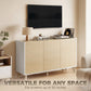 Sideboard Buffet Cabinet, 47" Modern Kitchen Storage Cabinet with 6 Compartments, Soft-Close Doors, Natural Wood Effect