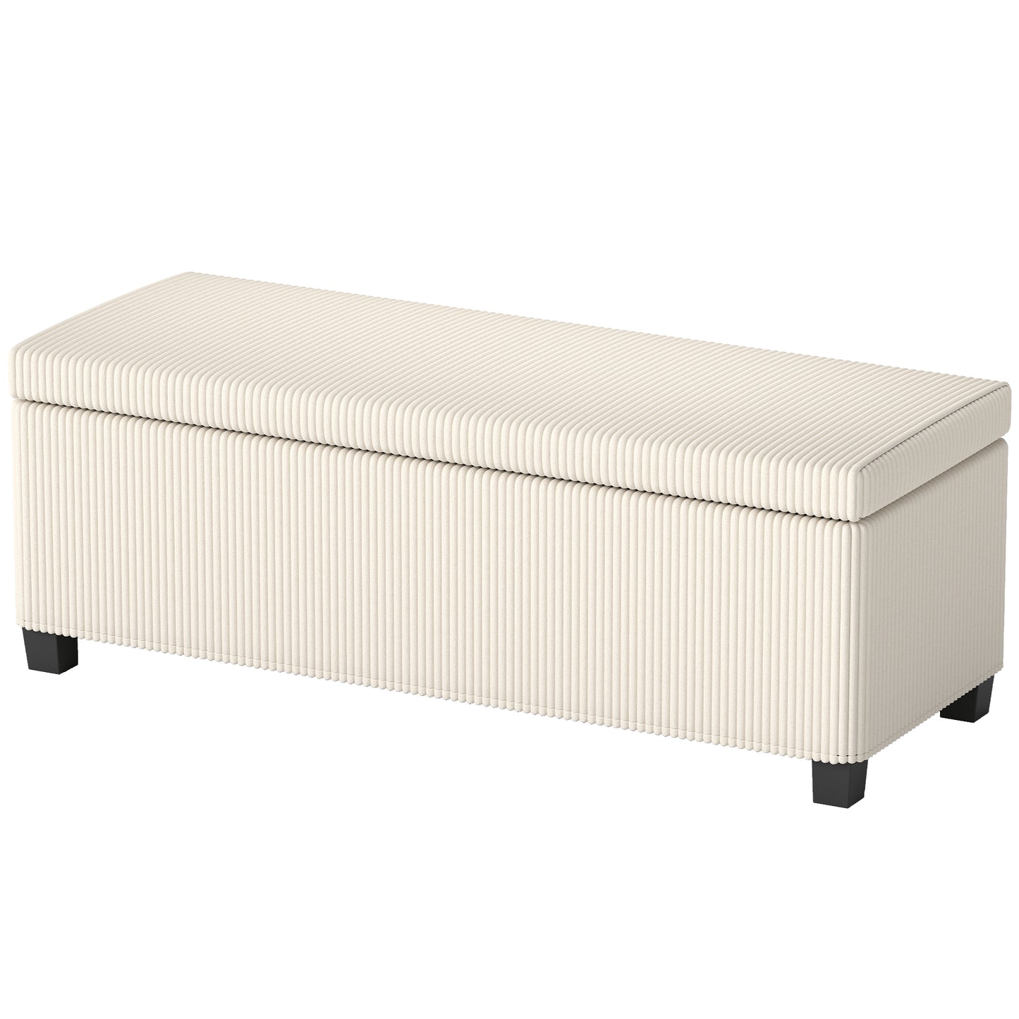 44 Inches Ottoman with Storage, Lid, Legs, Corduroy End of Bed Bench for Living Room, Bedroom, Entryway, Beige