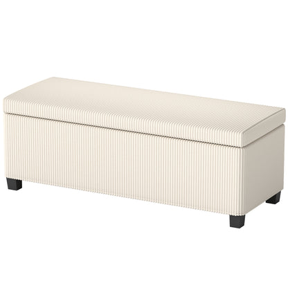 44" Corduroy Storage Ottoman Bench - Beige