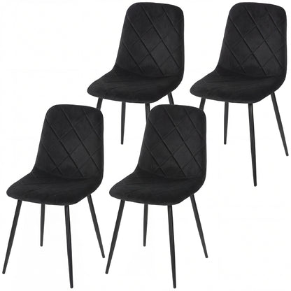 Upholstered Dining Chairs Set of 4 with Steel Legs - Black