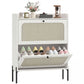 Shoe Cabinet with 2 Flip Drawers, Boho Narrow Shoe Storage Cabinet, White