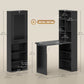 Fold-out Convertible Office Desk, Wall Mount Computer Desk with Blackboard and Side Shelf, Black