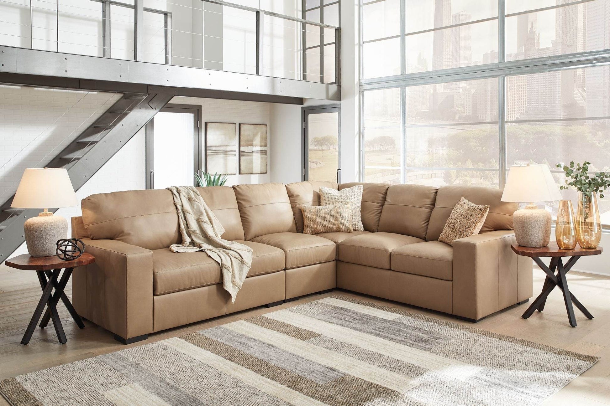 Bandon - Toffee - 3-Piece Sectional With Laf Loveseat - Leather Match - Forward Furniture