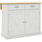 Rolling Kitchen Island with Drop Leaf and Drawers - White