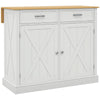 Rolling Kitchen Island with Drop Leaf and Drawers - White