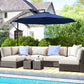 10' Deluxe Patio Umbrella, Outdoor Market Parasol, Banana Hanging Offset Sunshade with Crank, Cross Base, Navy Blue