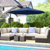 10' Deluxe Patio Umbrella, Outdoor Market Parasol, Banana Hanging Offset Sunshade with Crank, Cross Base, Navy Blue