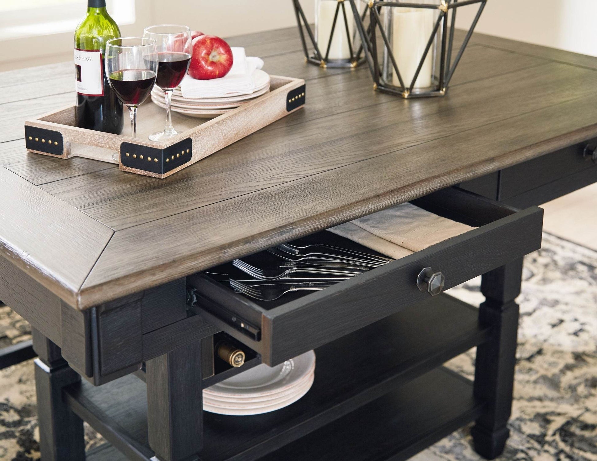 Tyler Creek - Black / Gray - Rectangular Dining Room Counter Table - Forward Furniture