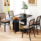 Extendable Dining Table, Collapsible Folding Table w/ 2-tier Shelves and Rolling Casters, Black