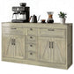55" Farmhouse Sideboard Cabinet with 4 Barn Doors - Grey