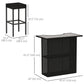 5 Pieces Patio Bar Set, Outdoor PE Rattan Wicker High Top Outdoor Table and Chairs Outdoor Bar Set with Tempered Glass Top Bar Table and Shelves, 4 Bar Chairs, Black