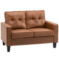 51" PU Leather Loveseat, Upholstered Double Sofa Couch with Armrests, Tufted Backrest, Pocket Spring and Sponge Padded Cushion for Living Room, Bedroom, Home Office, Brown