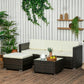 3 Pieces Patio Furniture Set with Cushions, Outdoor PE Rattan Wicker Conversation Corner Sofa Set with Glass Top Table and Adjustable Foot for Garden, Lawn, Cream White