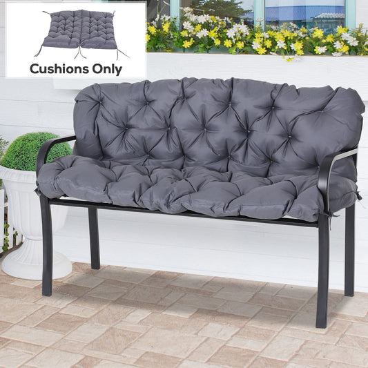 2 Seater Garden Bench Cushion, Soft Thick Outdoor Non-Slip 2 Seater Soft Pad With Backrest for Garden Patio, 52" x 43" x 4", Dark Grey