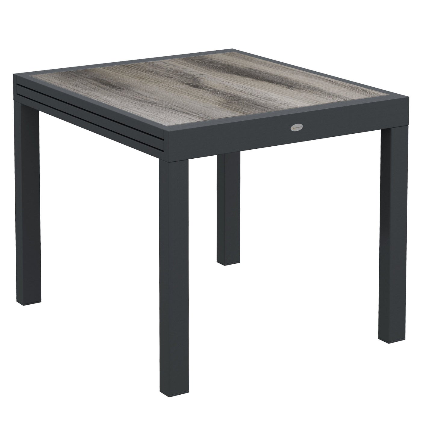 Extendable Dining Table, Rectangular Patio Outdoor Table with Aluminum Frame and Plastic Board Tabletop for Lawn, Grey