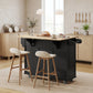 Kitchen Island Cart with Drop Leaf and Charging Station - Black