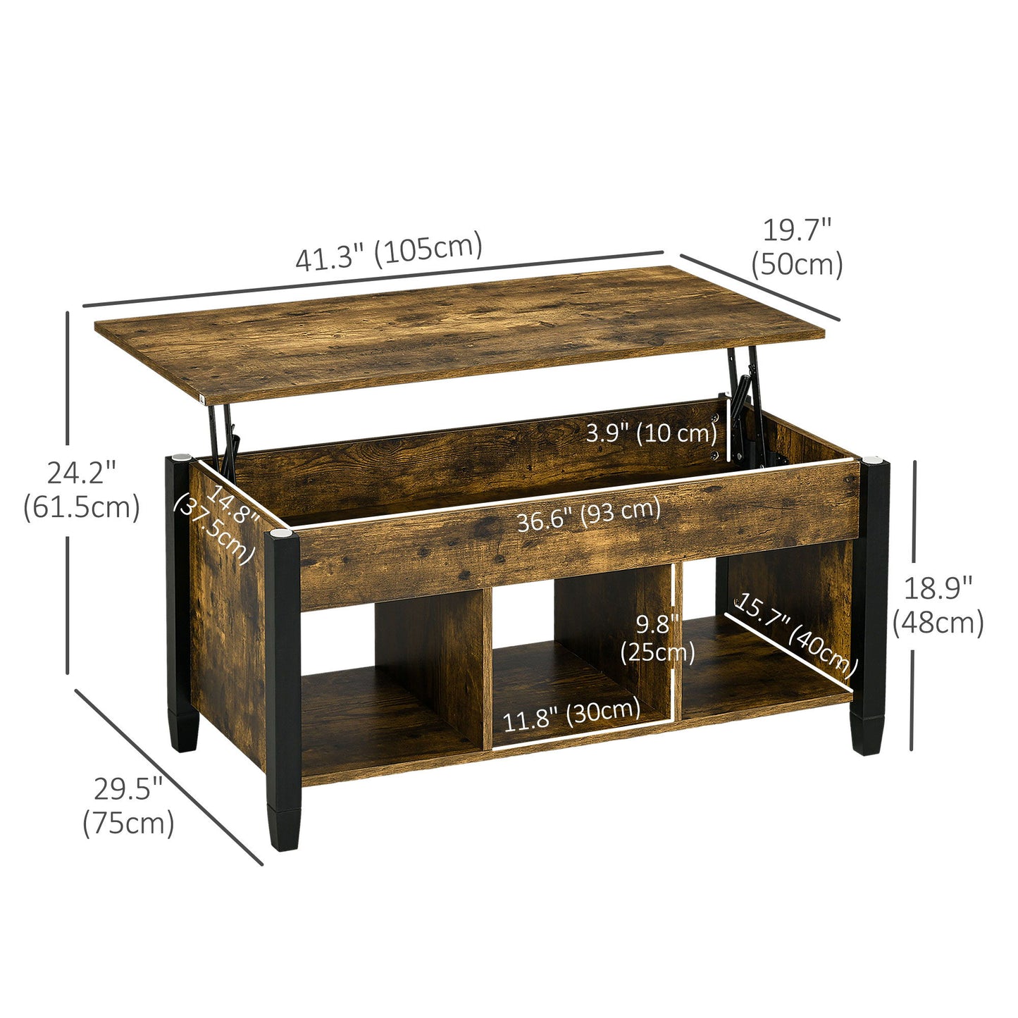 Lift Top Coffee Table 41" L