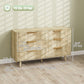 Fluted 6-Drawer Dresser with Pine Legs - Oak