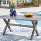 Half Moon Beach - Rectangular Dining Table With Umbrella Option - Gray
