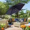 8.5FT Patio Umbrella, Round Garden Parasol with 6 Ribs, Market Sunshade Tilt Canopy w/ Crank Handle for Outdoor, Grey