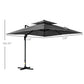 10' x 10' Cantilever Patio Umbrella, Double Top Square Offset Umbrella with 360° Rotation, 5 Adjustable Tilt Angles, Umbrella Cover, Aluminum Pole and Ribs, Charcoal Grey