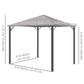 9.8' x 9.8' Garden Aluminium Gazebo Hardtop Roof Canopy Marquee Party Tent Patio Outdoor Shelter with Mesh Curtains & Side Walls, Grey