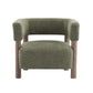 Cozy Accent Armchair with Spring Bag Seat Cushion, Single Lounge Sofa for Bedroom, 30.5" L x 29.5" W x 27" H, Olive Green+Walnut
