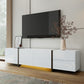 Modern TV Cabinet with High Gloss Finish, Ample Storage with Drawers and Cabinets, Easy Installation, 67" L x 11.5" W x 11.5" H, White