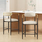 Set of 2 Modern Counter Stools with Iron Frame and Gold Accents, Chairs for Kitchen Island and Dining Room, 23" L x 22" W x 37.5" H, Beige