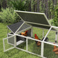 95"L Chicken Run Large Chicken Coop with Nesting Box Wooden Roof Side Door for Outdoor 4–8 Chickens