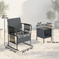 3 Pieces Rocking Bistro Set Outdoor Patio Furniture Set with Side Pockets, Mesh Seat, Cushions, 2-Tier Table, Grey