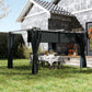 10' x 13' Pergola with Retractable Canopy and Curtains, UPF30+ Sun Shade Shelter for Grill, Garden, Backyard, Deck