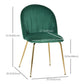 Modern Dining Chairs Set of 2, Upholstered Kitchen Chairs, Accent Chair with Gold Metal Legs for Kitchen, Dining Room, Green