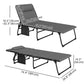 Folding Chaise Lounge Chair Set of 2, Reclining Outdoor Lounge Chair Set with Quick Drying Pad Headrest Side Pocket, Tanning Chair Set for Beach Garden Pool, Light Grey