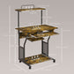 32" Mobile Computer Table, Rolling Study Desk for Home Office with Keyboard Tray, Storage Shelves, Wheels, Rustic Brown