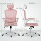 Ergonomic High-Back Mesh Office Chair with Headrest - Pink