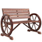 42" Wood Wagon Wheel Bench Garden Loveseat Rustic Seat Relaxing Lounge Chair Outdoor Decorative Seat Park Decor, Brown