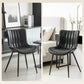 Dining Chairs Set of 2, PU Leather Upholstered Kitchen Chairs with Backrest and Steel Legs, Black