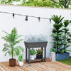 41L Self Watering Raised Garden Bed w/ Ventilation Transparent Lid Greenhouse, Planter Box w/ Storage Shelf, Dark Grey