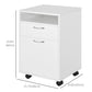 24" Small Filing Cabinet with Open Compartment, Drawer and Wheels, Home Office Storage Cabinet, White