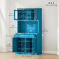 71" Pantry Cabinet with Hutch & Glass Doors - Navy Blue