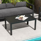 Outdoor Coffee Table, Rectangular Patio Table with Steel Frame and Slat Tabletop for Garden, Balcony, Black